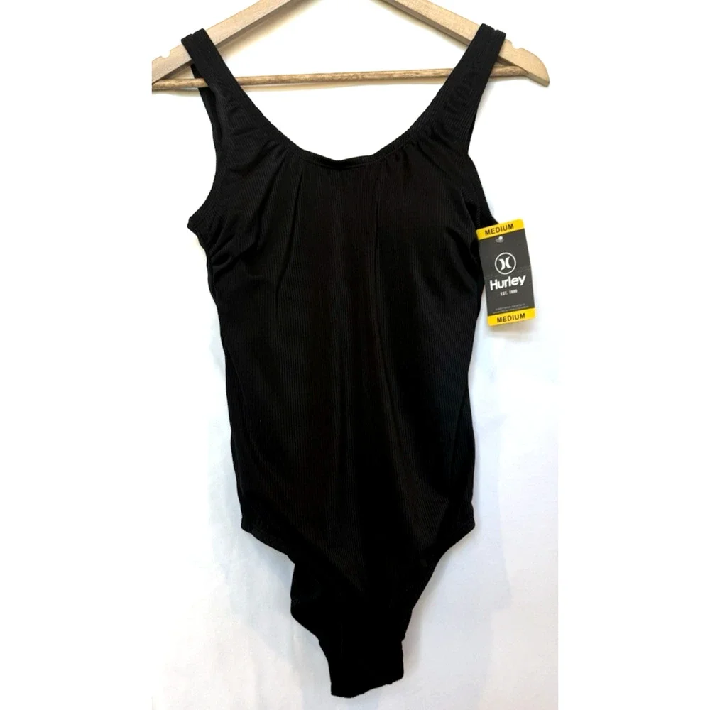 Womens Hurley One Piece‎ Ribbed Swimsuit UPF 50+ Size M Minimalist Modest NWT
